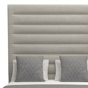 Nativa Interiors Moyra Horizontal Channel Tufted Upholstered High 87" Solid + Manufactured Wood / Revolution Performance Fabrics® Commercial Grade Panel Bed Grey Queen - 65.00"W x 86.00"D x 87.00"H