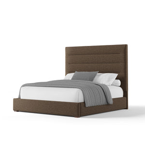 Nativa Interiors Moyra Horizontal Channel Tufted Upholstered Medium 67" Solid + Manufactured Wood / Revolution Performance Fabrics® Commercial Grade Panel Bed Brown Queen - 65.00"W x 86.00"D x 67.00"H