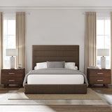 Nativa Interiors Moyra Horizontal Channel Tufted Upholstered Medium 67" Solid + Manufactured Wood / Revolution Performance Fabrics® Commercial Grade Panel Bed Brown Queen - 65.00"W x 86.00"D x 67.00"H