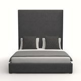 Nativa Interiors Moyra Plain Upholstered High 87" Solid + Manufactured Wood / Revolution Performance Fabrics® Commercial Grade Panel Bed Charcoal Queen - 65.00"W x 86.00"D x 87.00"H