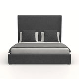 Nativa Interiors Moyra Plain Upholstered Medium 67" Solid + Manufactured Wood / Revolution Performance Fabrics® Commercial Grade Panel Bed Charcoal Queen - 65.00"W x 86.00"D x 67.00"H