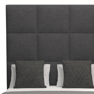 Nativa Interiors Moyra Square Tufted Upholstered High 87" Solid + Manufactured Wood / Revolution Performance Fabrics® Commercial Grade Panel Bed Charcoal Queen - 65.00"W x 86.00"D x 87.00"H