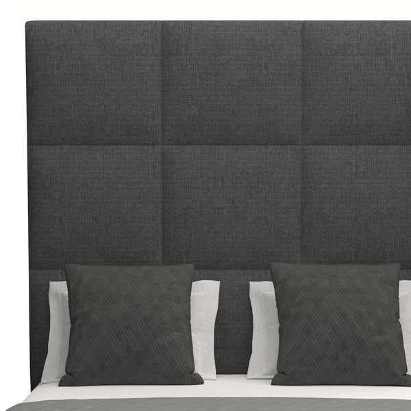 Nativa Interiors Moyra Square Tufted Upholstered High 87" Solid + Manufactured Wood / Revolution Performance Fabrics® Commercial Grade Panel Bed Charcoal Queen - 65.00"W x 86.00"D x 87.00"H