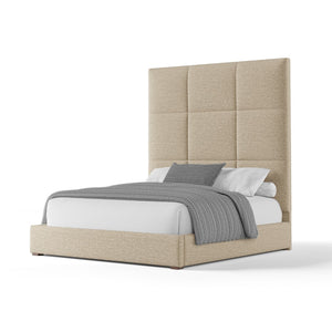 Nativa Interiors Moyra Square Tufted Upholstered High 87" Solid + Manufactured Wood / Revolution Performance Fabrics® Commercial Grade Panel Bed Flax Queen - 65.00"W x 86.00"D x 87.00"H