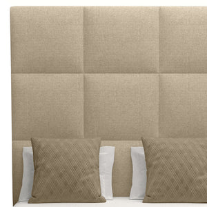 Nativa Interiors Moyra Square Tufted Upholstered High 87" Solid + Manufactured Wood / Revolution Performance Fabrics® Commercial Grade Panel Bed Flax Queen - 65.00"W x 86.00"D x 87.00"H