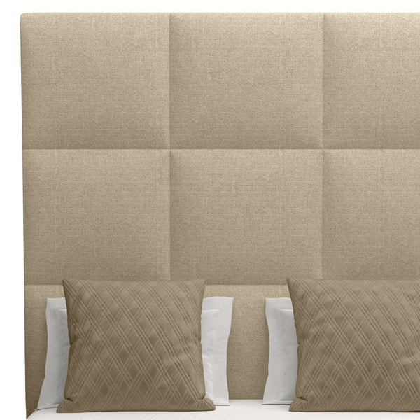 Nativa Interiors Moyra Square Tufted Upholstered High 87" Solid + Manufactured Wood / Revolution Performance Fabrics® Commercial Grade Panel Bed Flax Queen - 65.00"W x 86.00"D x 87.00"H