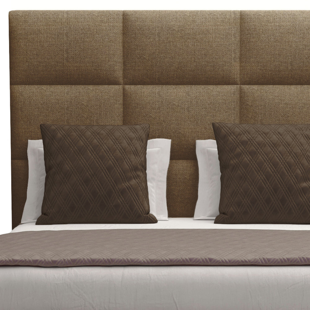 Nativa Interiors Moyra Square Tufted Upholstered Medium 67" Solid + Manufactured Wood / Revolution Performance Fabrics® Commercial Grade Panel Bed Brown Queen - 65.00"W x 86.00"D x 67.00"H