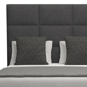 Nativa Interiors Moyra Square Tufted Upholstered Medium 67" Solid + Manufactured Wood / Revolution Performance Fabrics® Commercial Grade Panel Bed Charcoal Queen - 65.00"W x 86.00"D x 67.00"H