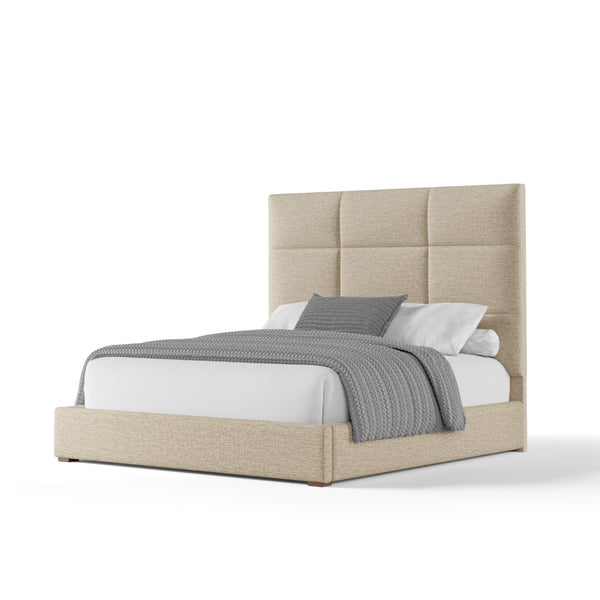 Nativa Interiors Moyra Square Tufted Upholstered Medium 67" Solid + Manufactured Wood / Revolution Performance Fabrics® Commercial Grade Panel Bed Flax Queen - 65.00"W x 86.00"D x 67.00"H