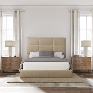 Nativa Interiors Moyra Square Tufted Upholstered Medium 67" Solid + Manufactured Wood / Revolution Performance Fabrics® Commercial Grade Panel Bed Flax Queen - 65.00"W x 86.00"D x 67.00"H