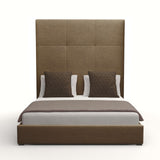 Nativa Interiors Moyra Simple Tufted Upholstered High 87" Solid + Manufactured Wood / Revolution Performance Fabrics® Commercial Grade Panel Bed Brown Queen - 65.00"W x 86.00"D x 87.00"H