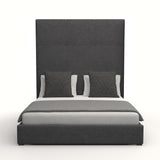 Nativa Interiors Moyra Simple Tufted Upholstered High 87" Solid + Manufactured Wood / Revolution Performance Fabrics® Commercial Grade Panel Bed Charcoal Queen - 65.00"W x 86.00"D x 87.00"H