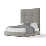 Nativa Interiors Moyra Simple Tufted Upholstered High 87" Solid + Manufactured Wood / Revolution Performance Fabrics® Commercial Grade Panel Bed Grey Queen - 65.00"W x 86.00"D x 87.00"H