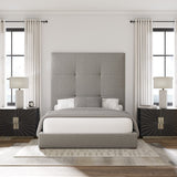 Nativa Interiors Moyra Simple Tufted Upholstered High 87" Solid + Manufactured Wood / Revolution Performance Fabrics® Commercial Grade Panel Bed Grey Queen - 65.00"W x 86.00"D x 87.00"H