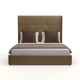 Nativa Interiors Moyra Simple Tufted Upholstered Medium 67" Solid + Manufactured Wood / Revolution Performance Fabrics® Commercial Grade Panel Bed Brown Queen - 65.00"W x 86.00"D x 67.00"H