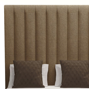 Nativa Interiors Moyra Vertical Channel Tufted Upholstered High 87" Solid + Manufactured Wood / Revolution Performance Fabrics® Commercial Grade Panel Bed Brown Queen - 65.00"W x 86.00"D x 87.00"H