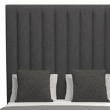 Nativa Interiors Moyra Vertical Channel Tufted Upholstered High 87" Solid + Manufactured Wood / Revolution Performance Fabrics® Commercial Grade Panel Bed Charcoal Queen - 65.00"W x 86.00"D x 87.00"H