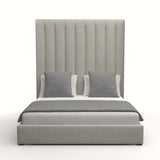 Nativa Interiors Moyra Vertical Channel Tufted Upholstered High 87" Solid + Manufactured Wood / Revolution Performance Fabrics® Commercial Grade Panel Bed Grey Queen - 65.00"W x 86.00"D x 87.00"H