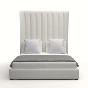 Nativa Interiors Moyra Vertical Channel Tufted Upholstered High 87" Solid + Manufactured Wood / Revolution Performance Fabrics® Commercial Grade Panel Bed Off White Queen - 65.00"W x 86.00"D x 87.00"H