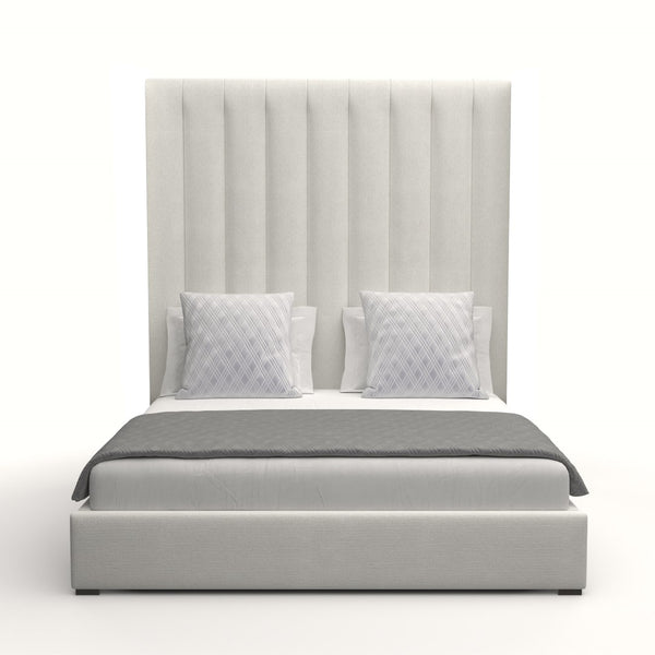 Nativa Interiors Moyra Vertical Channel Tufted Upholstered High 87" Solid + Manufactured Wood / Revolution Performance Fabrics® Commercial Grade Panel Bed Off White Queen - 65.00"W x 86.00"D x 87.00"H