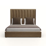 Nativa Interiors Moyra Vertical Channel Tufted Upholstered Medium 67" Solid + Manufactured Wood / Revolution Performance Fabrics® Commercial Grade Panel Bed Brown Queen - 65.00"W x 86.00"D x 67.00"H