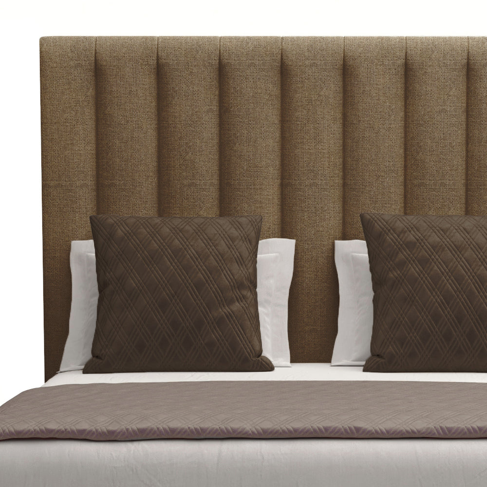 Nativa Interiors Moyra Vertical Channel Tufted Upholstered Medium 67" Solid + Manufactured Wood / Revolution Performance Fabrics® Commercial Grade Panel Bed Brown Queen - 65.00"W x 86.00"D x 67.00"H