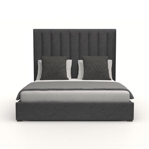 Nativa Interiors Moyra Vertical Channel Tufted Upholstered Medium 67" Solid + Manufactured Wood / Revolution Performance Fabrics® Commercial Grade Panel Bed Charcoal Queen - 65.00"W x 86.00"D x 67.00"H
