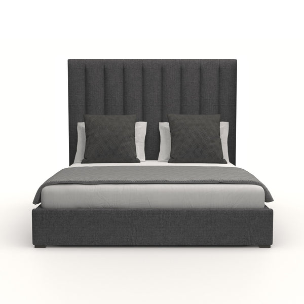 Nativa Interiors Moyra Vertical Channel Tufted Upholstered Medium 67" Solid + Manufactured Wood / Revolution Performance Fabrics® Commercial Grade Panel Bed Charcoal Queen - 65.00"W x 86.00"D x 67.00"H