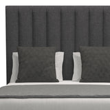 Nativa Interiors Moyra Vertical Channel Tufted Upholstered Medium 67" Solid + Manufactured Wood / Revolution Performance Fabrics® Commercial Grade Panel Bed Charcoal Queen - 65.00"W x 86.00"D x 67.00"H