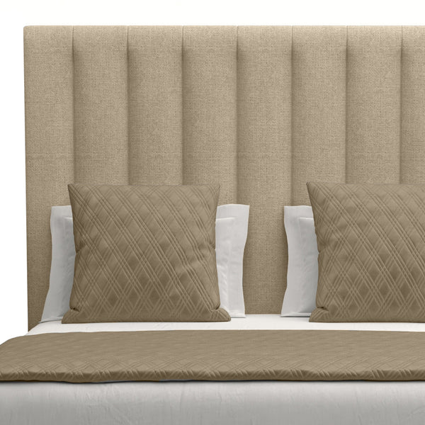 Nativa Interiors Moyra Vertical Channel Tufted Upholstered Medium 67" Solid + Manufactured Wood / Revolution Performance Fabrics® Commercial Grade Panel Bed Flax Queen - 65.00"W x 86.00"D x 67.00"H