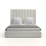 Nativa Interiors Moyra Vertical Channel Tufted Upholstered Medium 67" Solid + Manufactured Wood / Revolution Performance Fabrics® Commercial Grade Panel Bed Off White Queen - 65.00"W x 86.00"D x 67.00"H