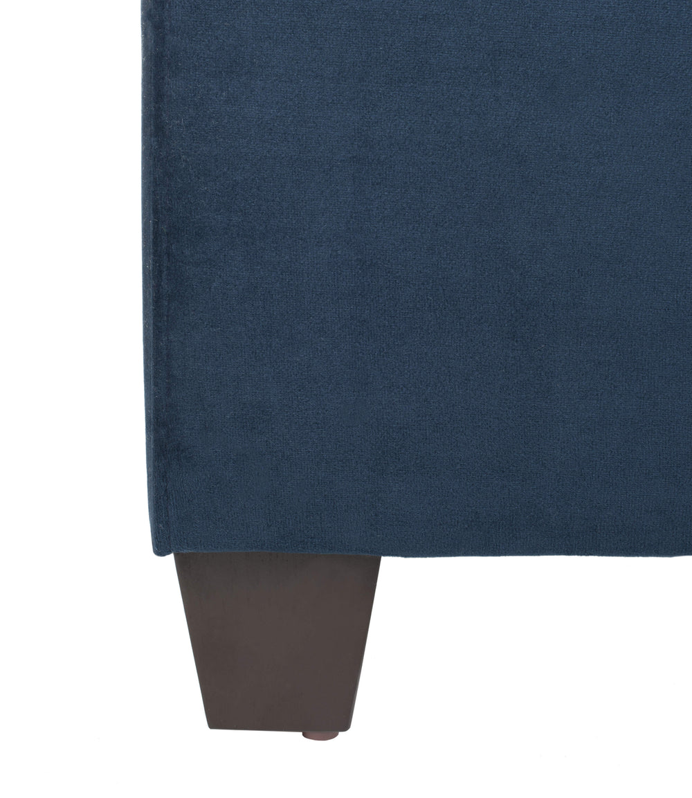 Streep Bed - Luxurious Navy Velvet Upholstered Bed with Tufted Headboard & Polished Nickel Detail