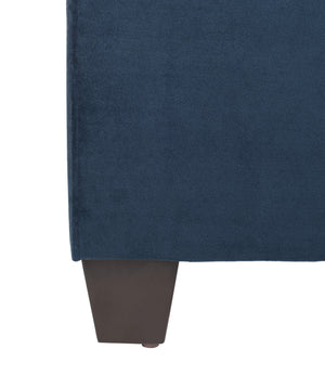 Streep Bed - Luxurious Navy Velvet Upholstered Bed with Tufted Headboard & Polished Nickel Detail