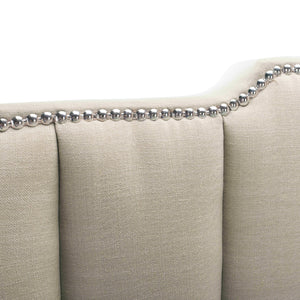 Streep Bed - Luxurious Navy Velvet Upholstered Bed with Tufted Headboard & Polished Nickel Detail