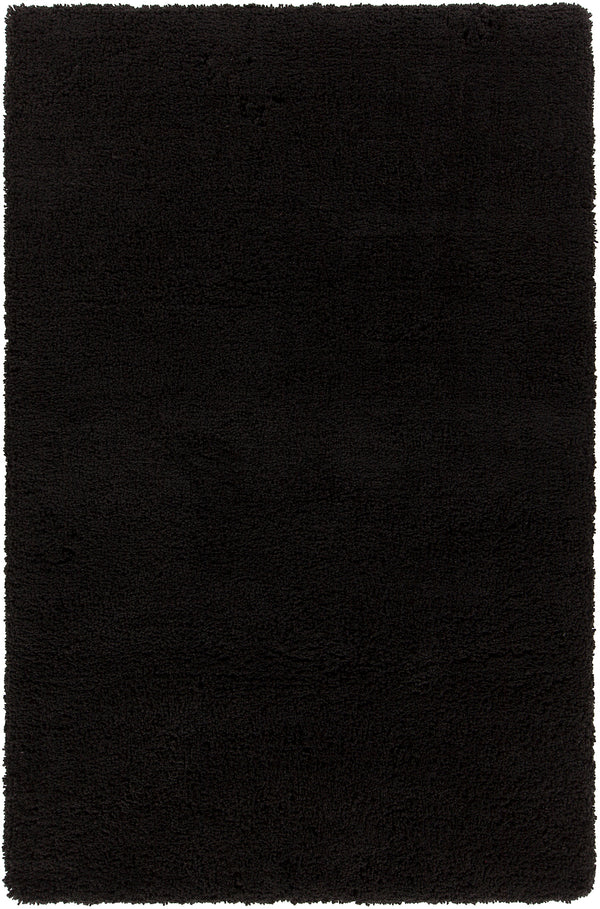 Chandra Rugs Bella 100% Polyester Hand-Woven Contemporary Shag Rug Black 7'9 x 10'6