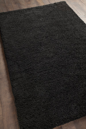 Chandra Rugs Bella 100% Polyester Hand-Woven Contemporary Shag Rug Black 7'9 x 10'6
