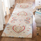 Bella 118 Country & Floral Hand Tufted 100% Wool Pile Rug Beige / Blue