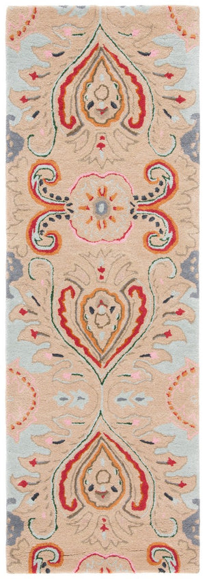 Bella 118 Country & Floral Hand Tufted 100% Wool Pile Rug Beige / Blue