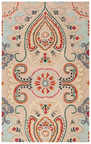 Bella 118 Country & Floral Hand Tufted 100% Wool Pile Rug Beige / Blue