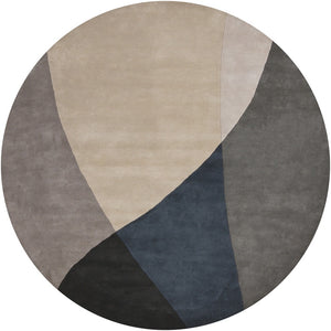 Chandra Rugs Bense Garza 100% Wool Hand-Tufted Contemporary Rug Grey/Blue/Black 7'9 Round