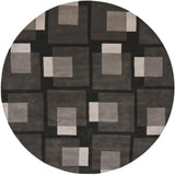 Chandra Rugs Bense Garza 100% Wool Hand-Tufted Contemporary Rug Black/Grey/Ivory 7'9 Round