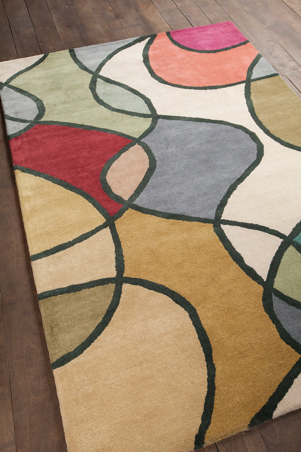 Chandra Rugs Bense Garza 100% Wool Hand-Tufted Contemporary Rug Multi 7'9 Round