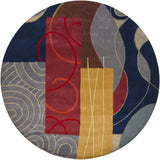 Chandra Rugs Bense Garza 100% Wool Hand-Tufted Contemporary Rug Blue/Red/Gold/Grey/Brown 7'9 Round