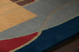 Chandra Rugs Bense Garza 100% Wool Hand-Tufted Contemporary Rug Blue/Red/Gold/Grey/Brown 7'9 Round