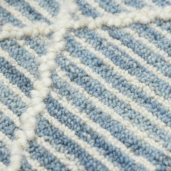 AMER Rugs Berlin BER-1 Hand-Hooked Geometric Farmhouse Area Rug Blue 9' x 13'