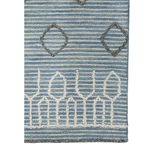 AMER Rugs Berlin BER-1 Hand-Hooked Geometric Farmhouse Area Rug Blue 9' x 13'