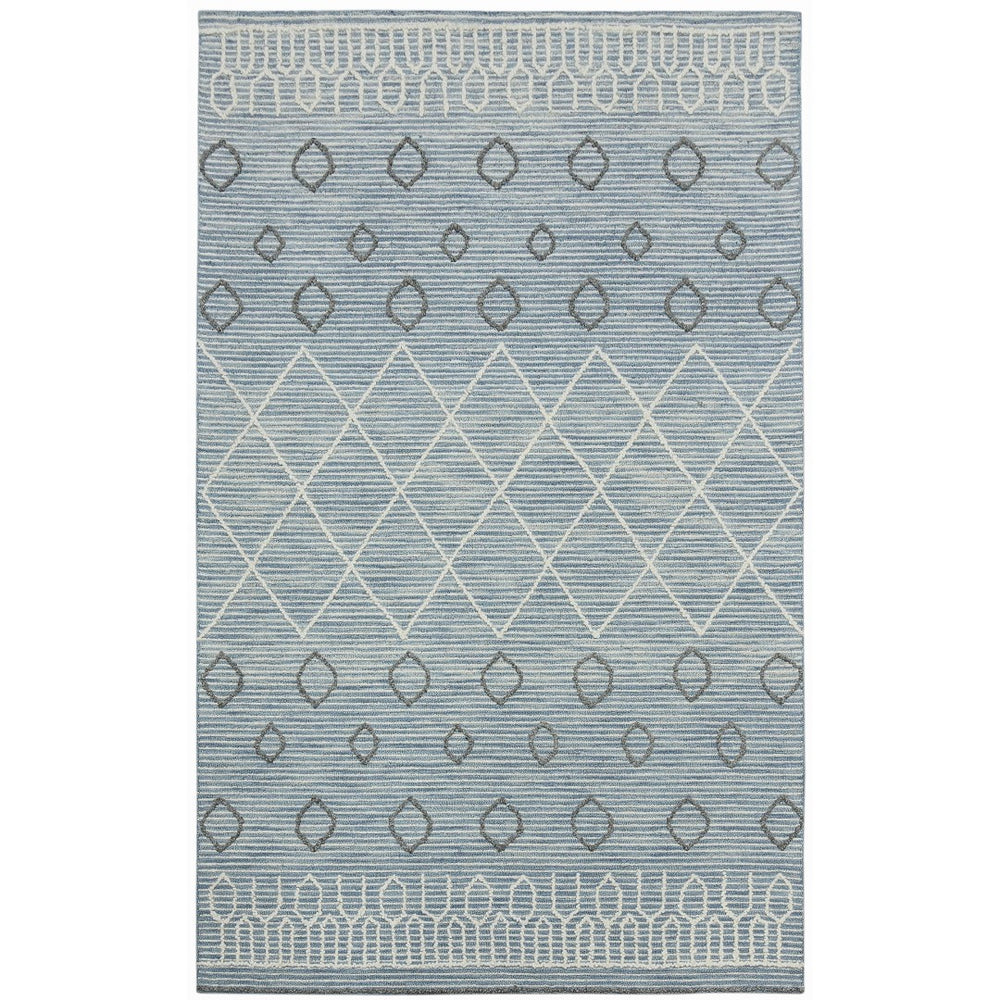 AMER Rugs Berlin BER-1 Hand-Hooked Geometric Farmhouse Area Rug Blue 9' x 13'