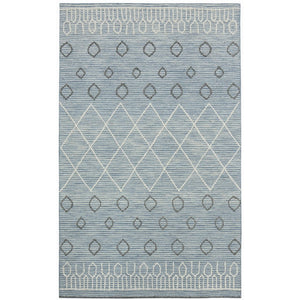 AMER Rugs Berlin BER-1 Hand-Hooked Geometric Farmhouse Area Rug Blue 9' x 13'
