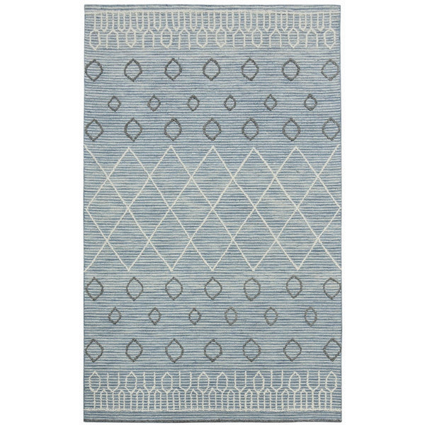 AMER Rugs Berlin BER-1 Hand-Hooked Geometric Farmhouse Area Rug Blue 9' x 13'