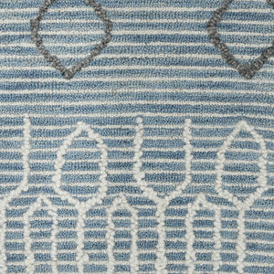 AMER Rugs Berlin BER-1 Hand-Hooked Geometric Farmhouse Area Rug Blue 9' x 13'